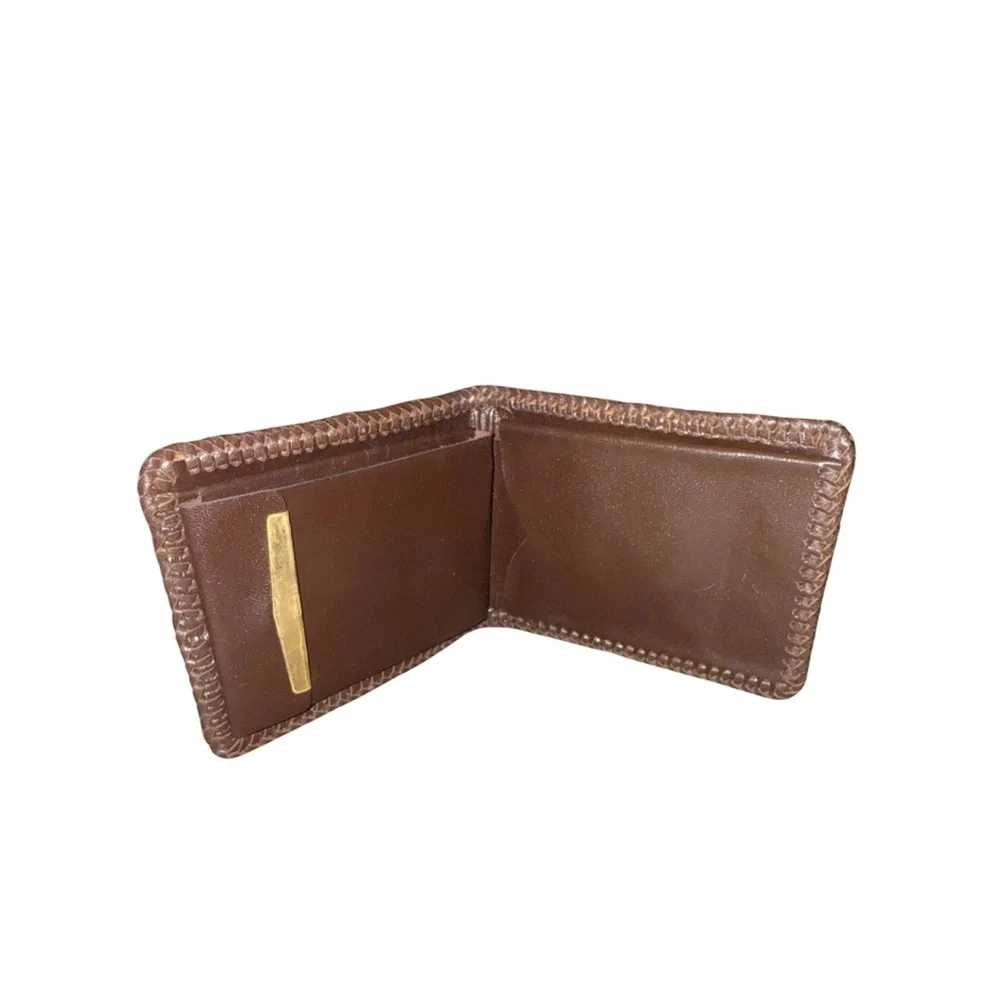 Vintage Oxblood‎ Leather Wallet Whipstitch Edge Western Rustic Bifold